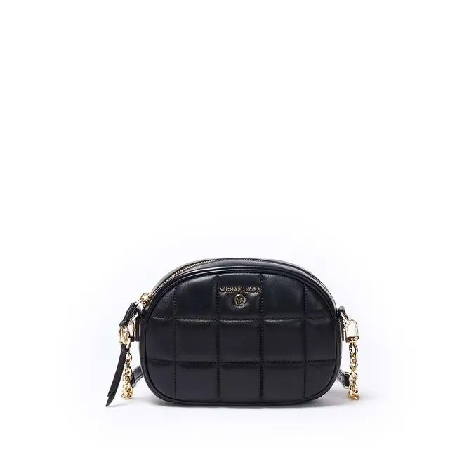 QUILTED OVAL JET SET CHARM CROSSBODY Woman Black