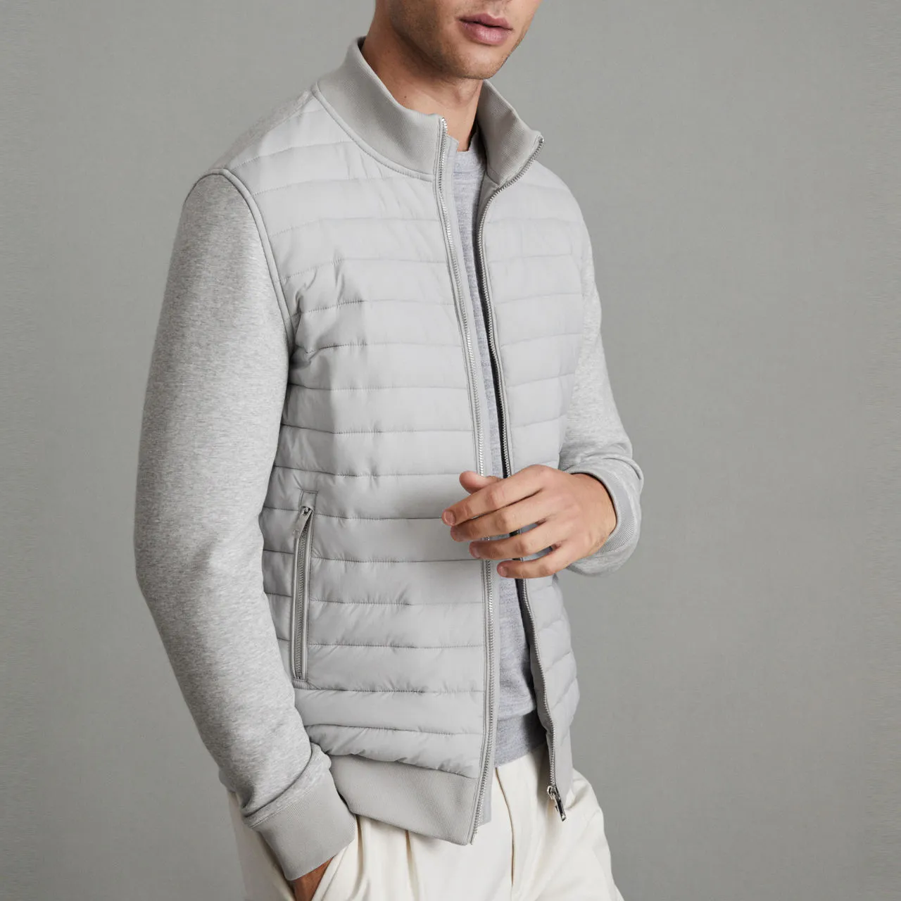 REISS Freddie Quilted Coat - Grey