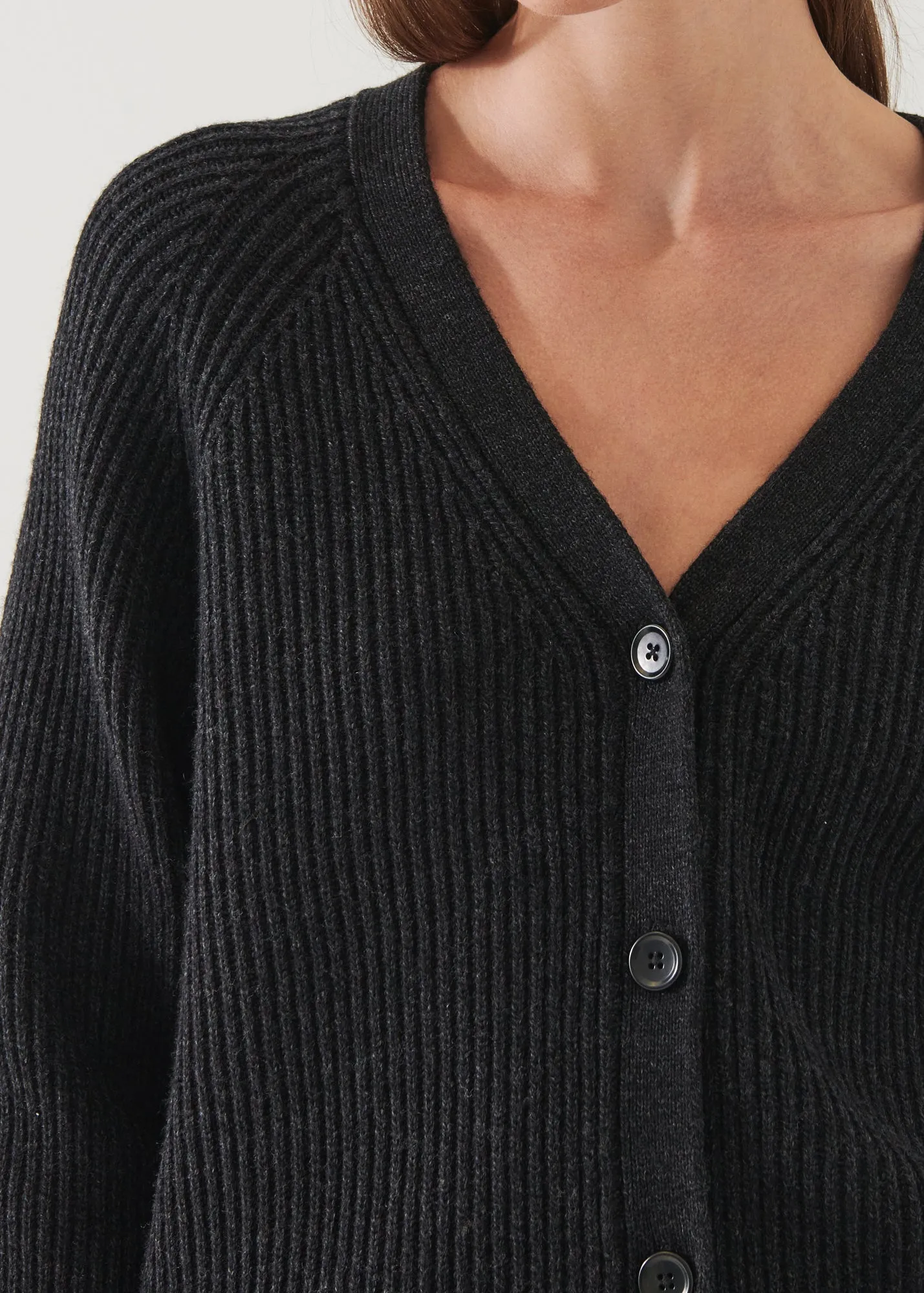 RIBBED MERINO CARDIGAN