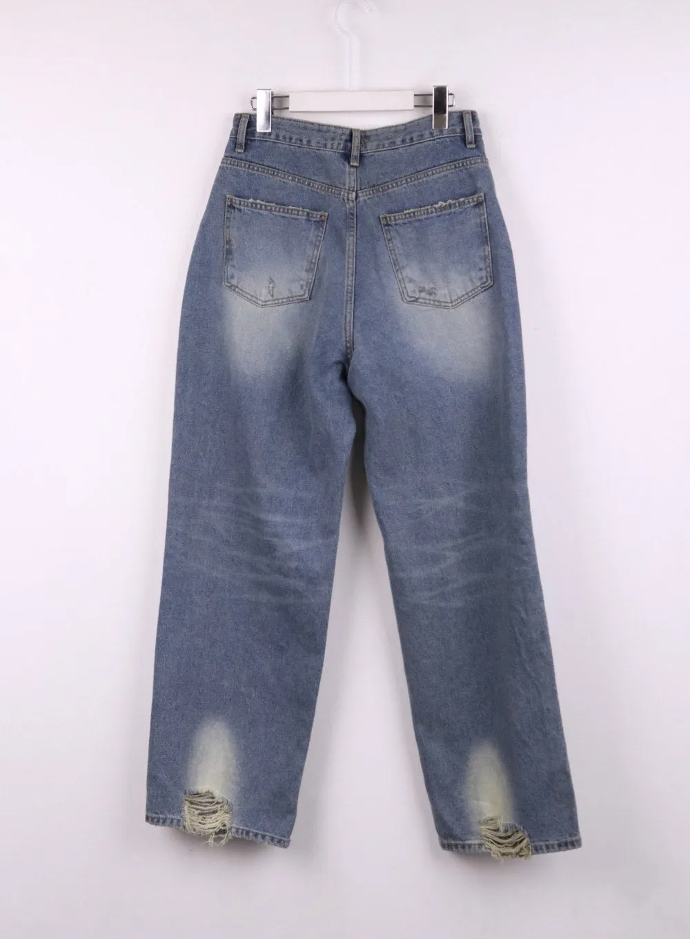 Ripped Washed Wide-Leg Jeans CJ426