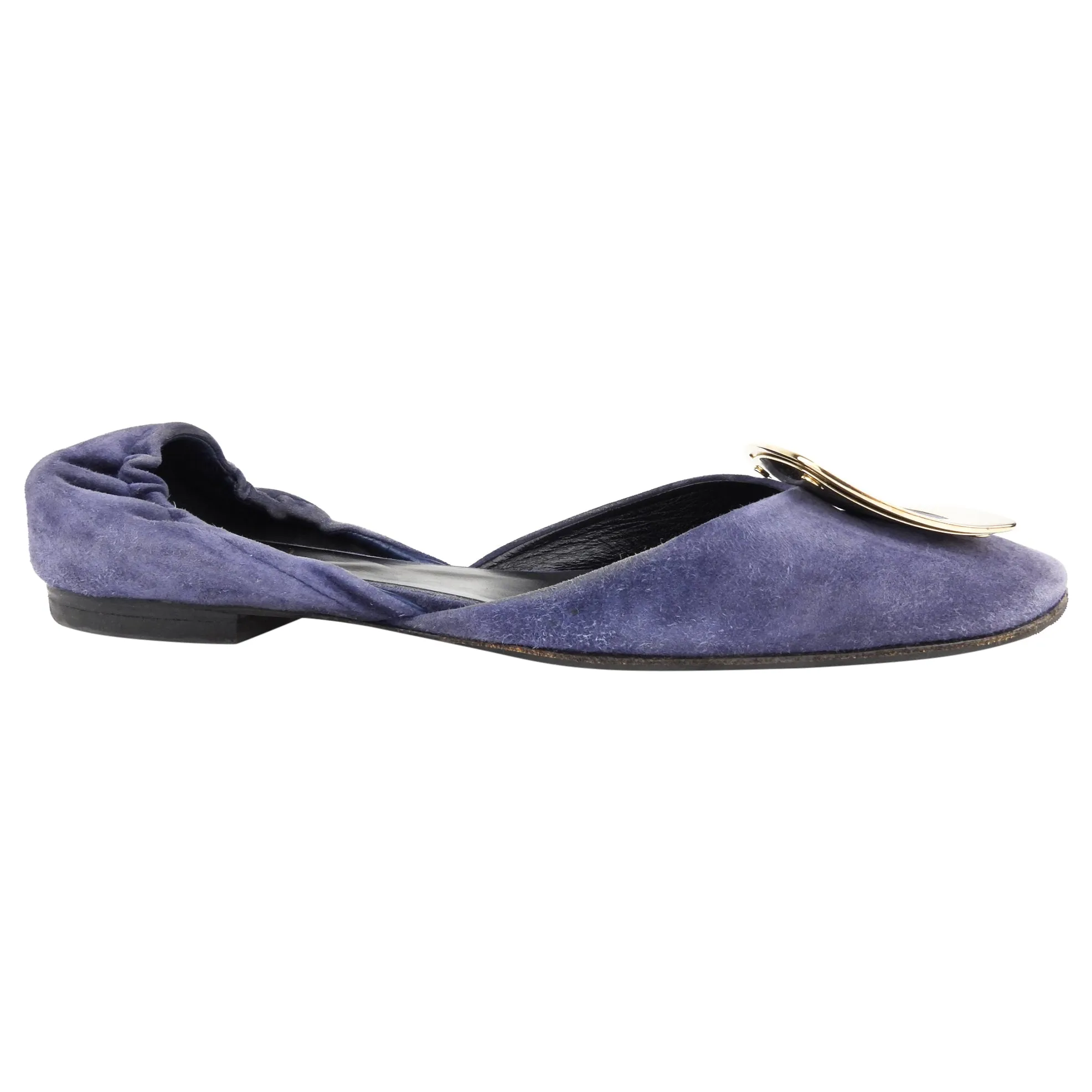 Roger Vivier Blue Suede Leather Chips Flat Shoes - 38