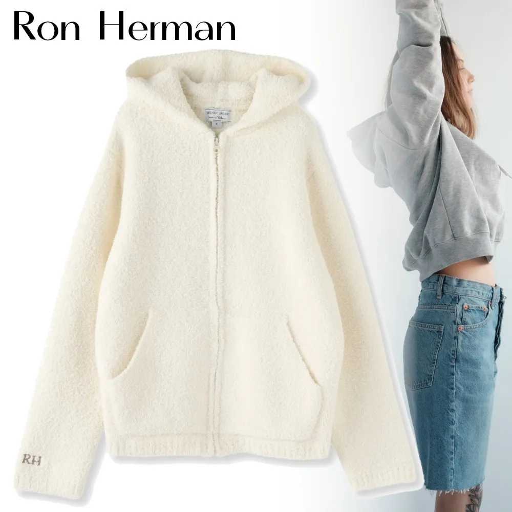 Ron Herman  |Unisex Street Style Long Sleeves Plain Logo Icy Color