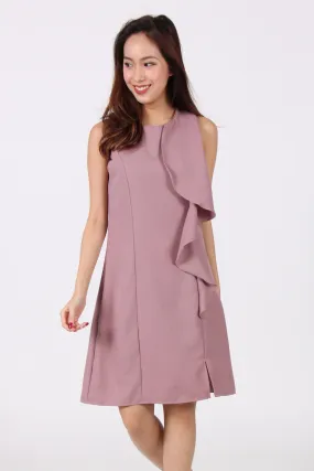 Ruffles Down Shift Dress in Pink