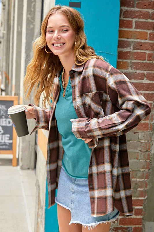 Shania Oversized Plaid Button Down Shirt