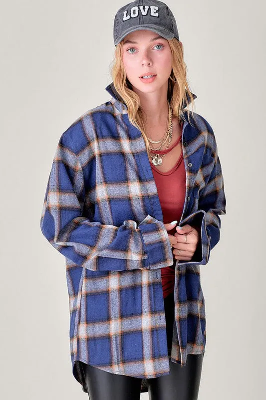 Shania Oversized Plaid Button Down Shirt