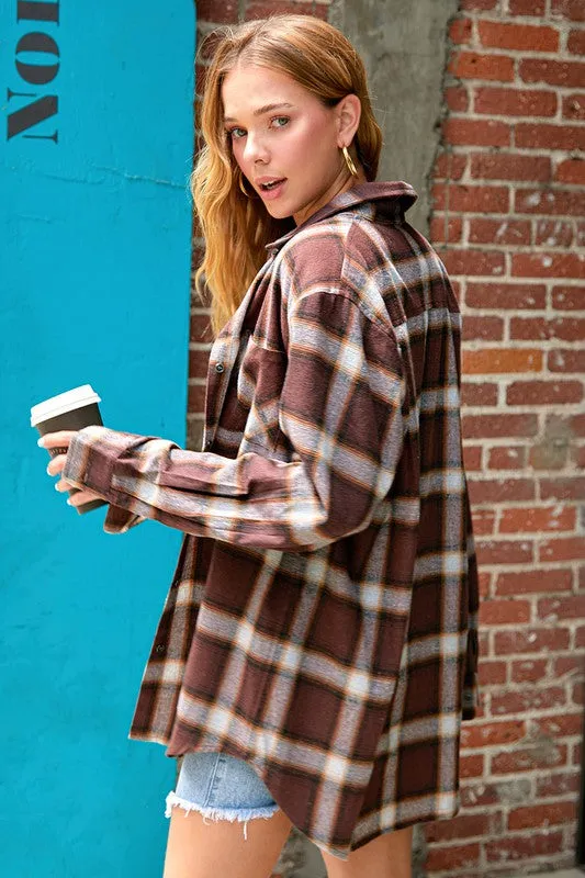 Shania Oversized Plaid Button Down Shirt