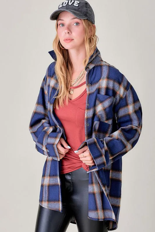 Shania Oversized Plaid Button Down Shirt