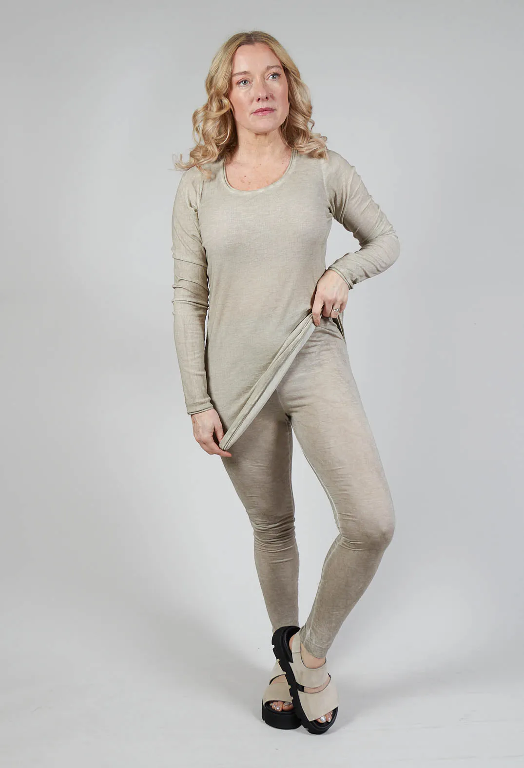 Sheer Leggings in Straw Cloud