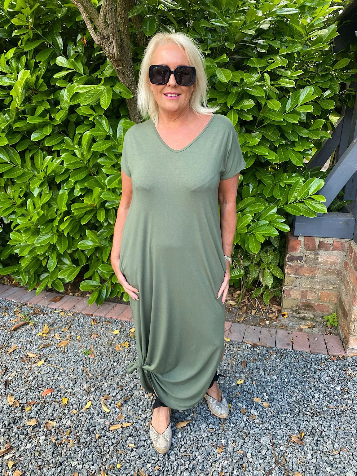 Side Split Knot Dress Jade