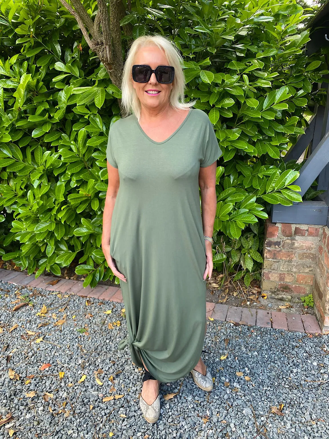 Side Split Knot Dress Jade