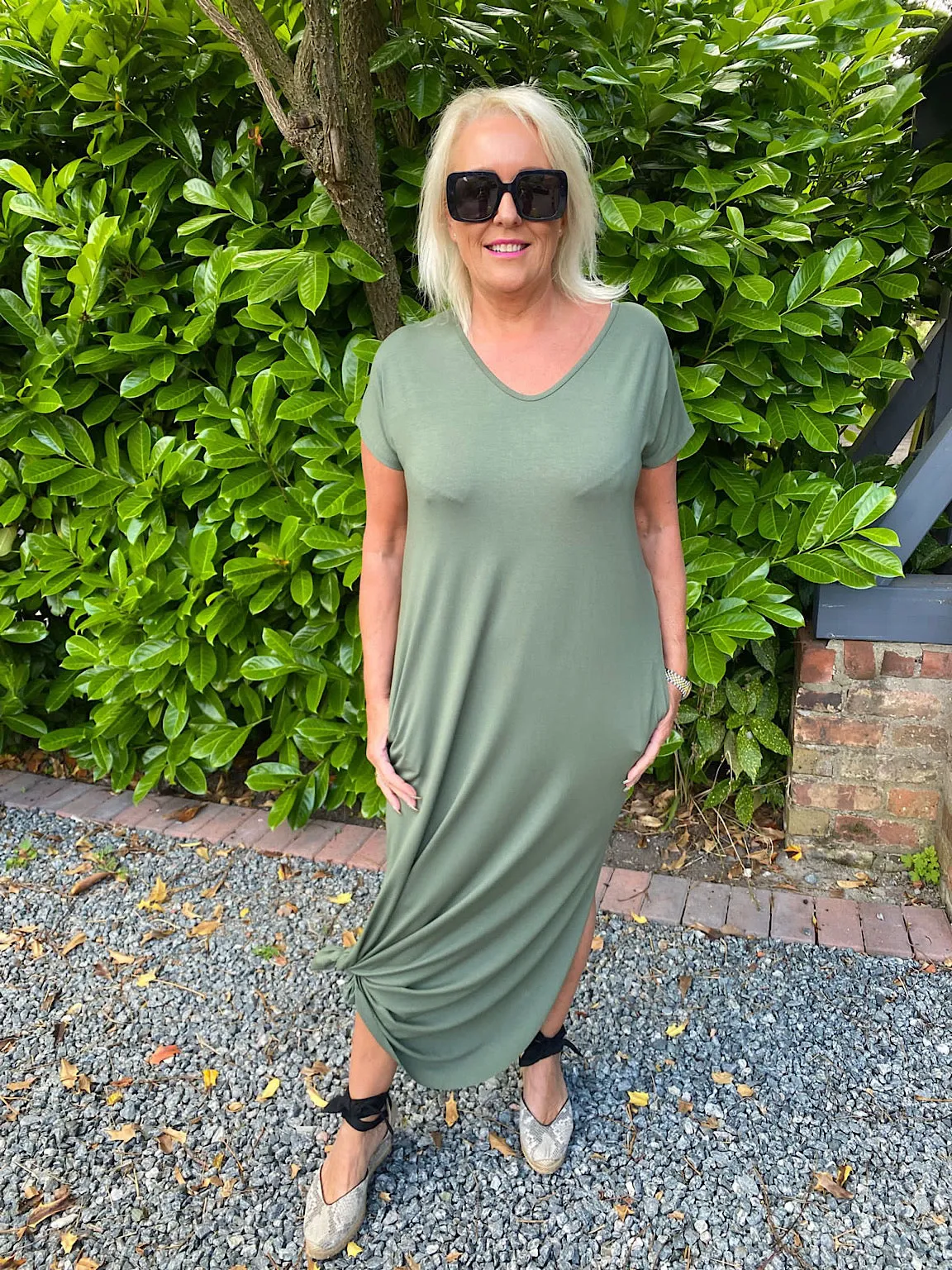 Side Split Knot Dress Jade