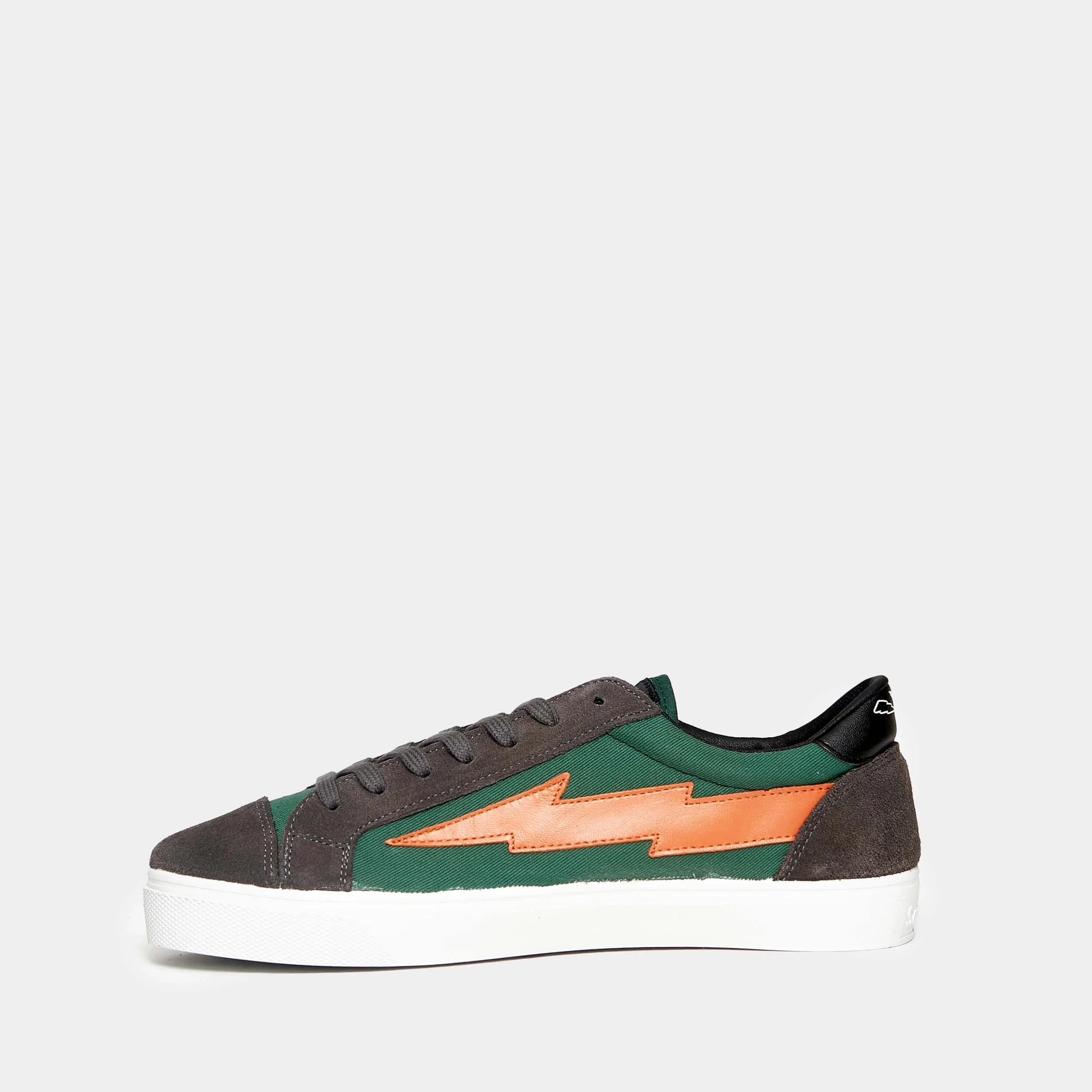 Sneaker in cotone e suede verde con fondo cassetta