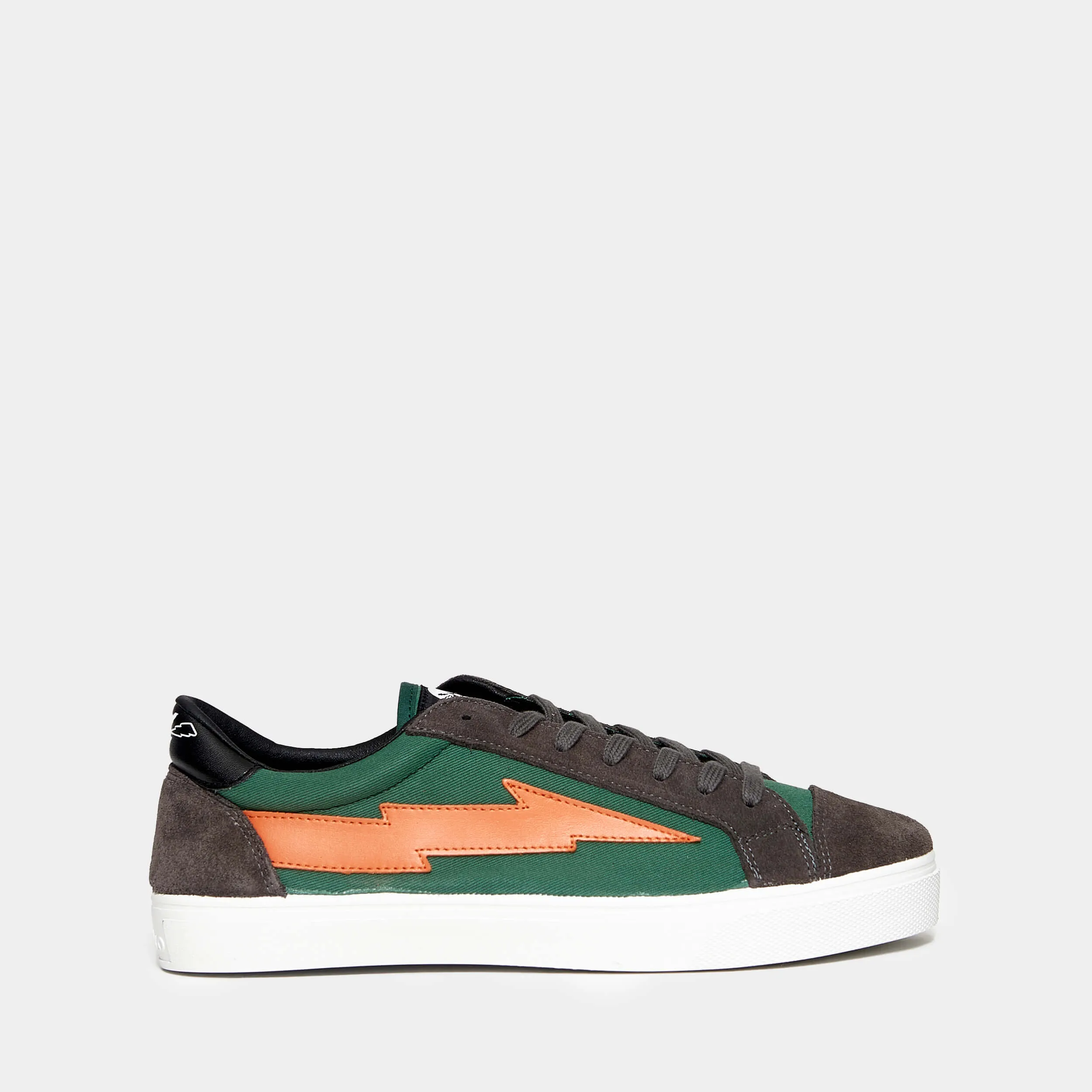 Sneaker in cotone e suede verde con fondo cassetta