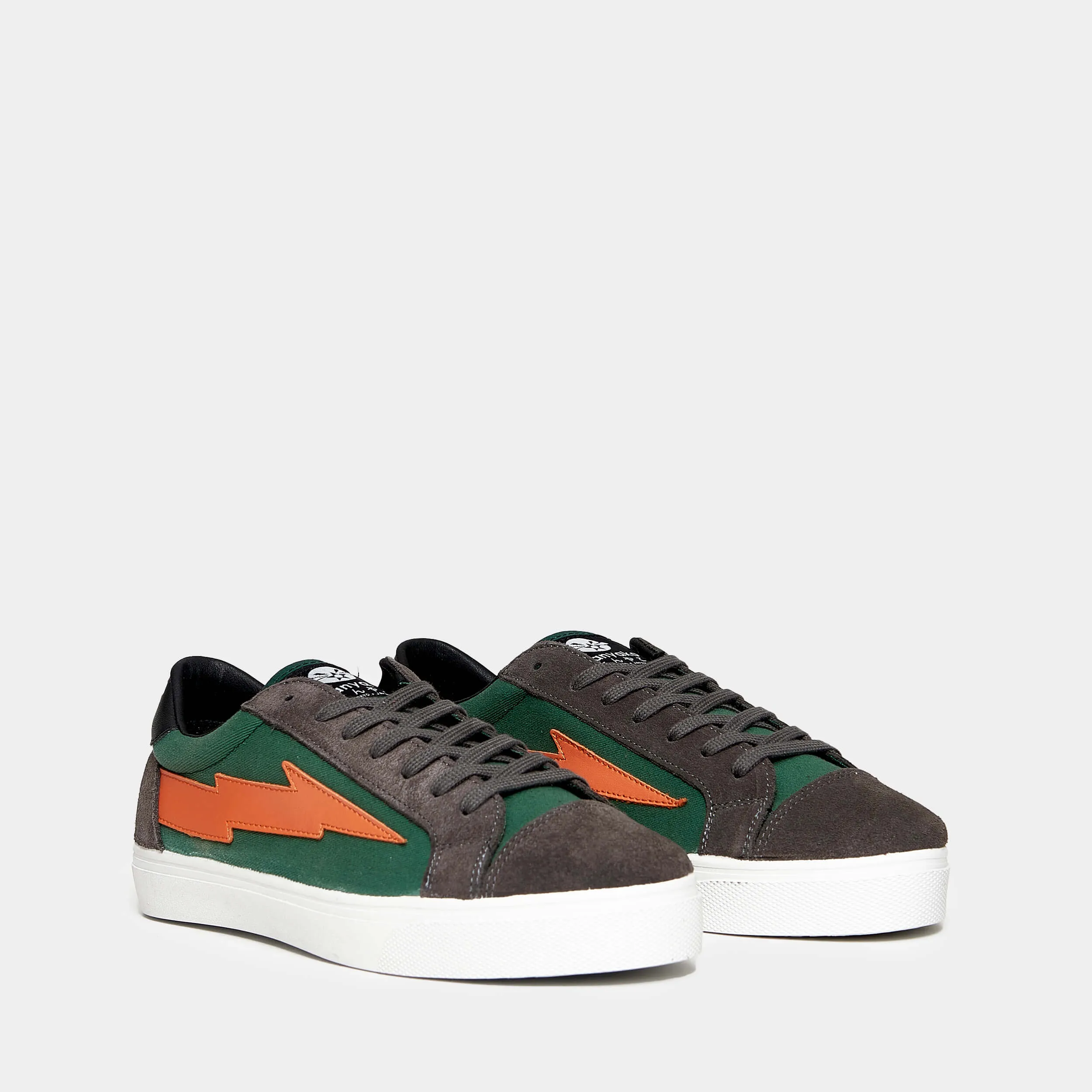 Sneaker in cotone e suede verde con fondo cassetta