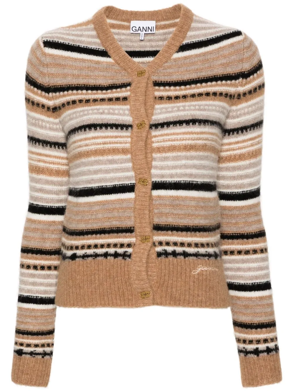 SOFT STRIPED CARDIGAN WITH FLUFFY