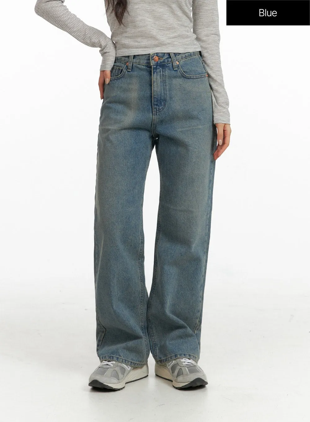 Solid Straight Leg Jeans CF407