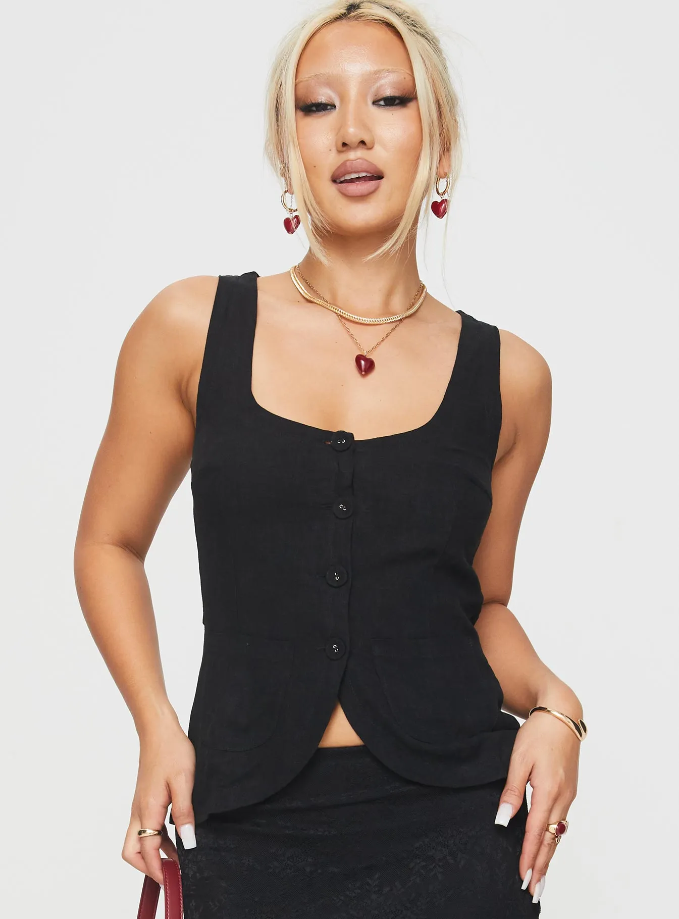 Spirito Vest Top Black