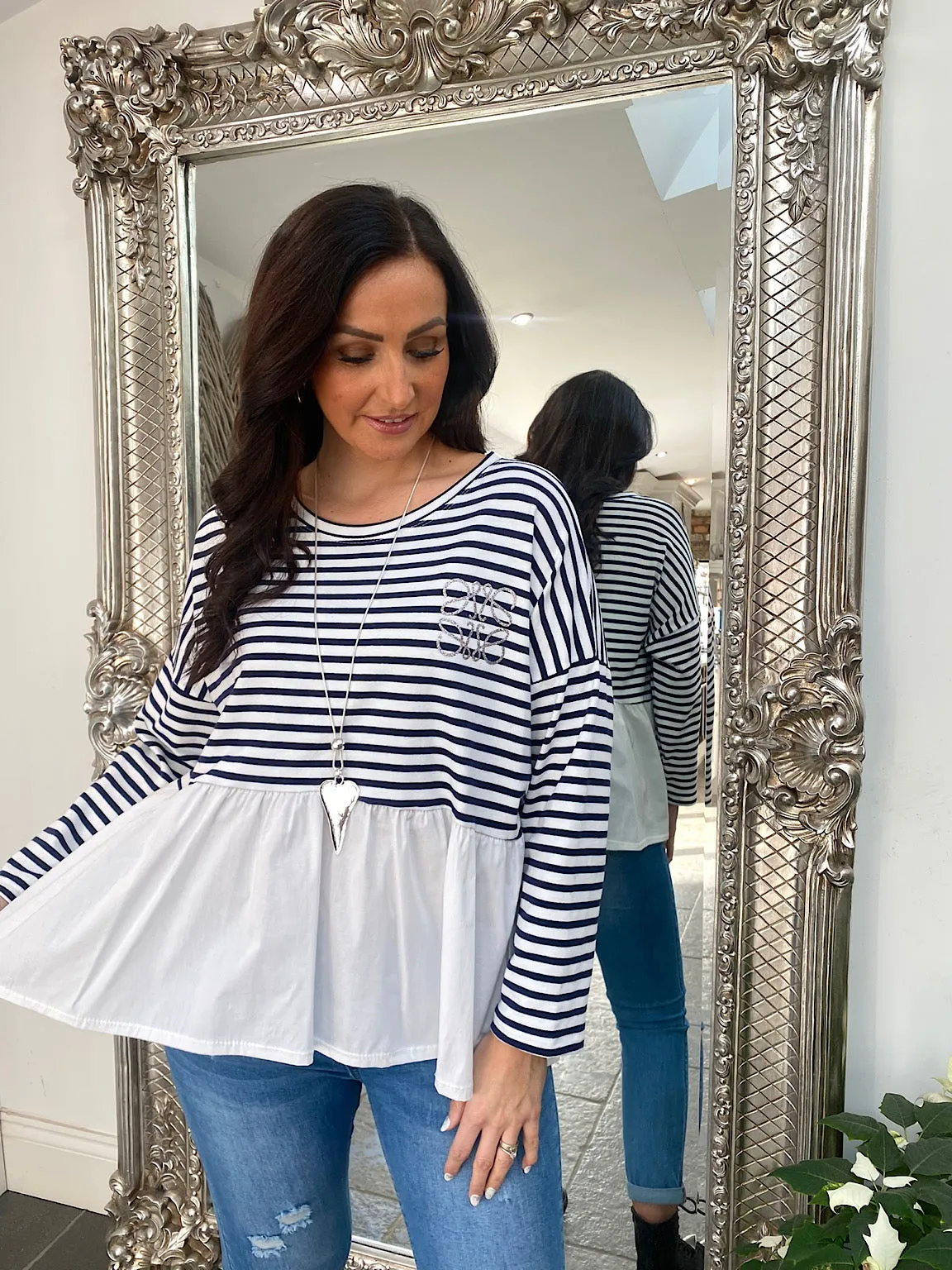 Stripe Peplum Top Pamela