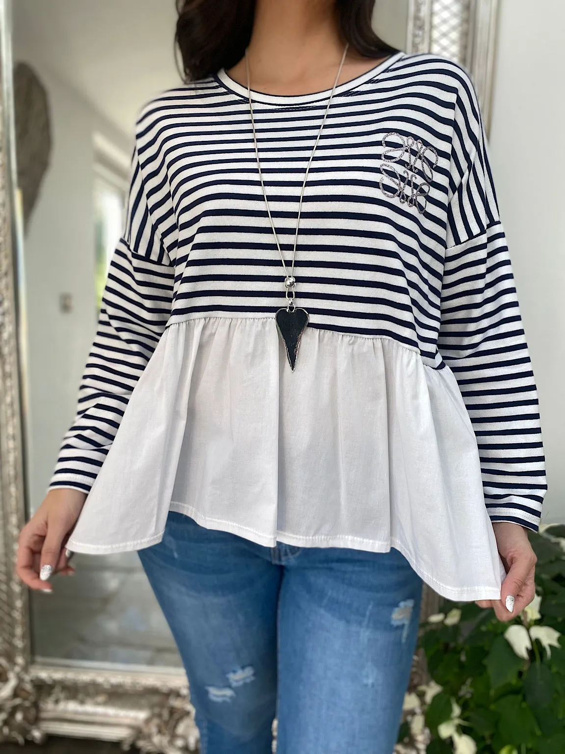 Stripe Peplum Top Pamela