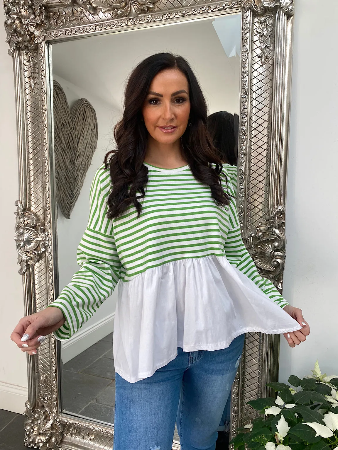 Stripe Peplum Top Pamela