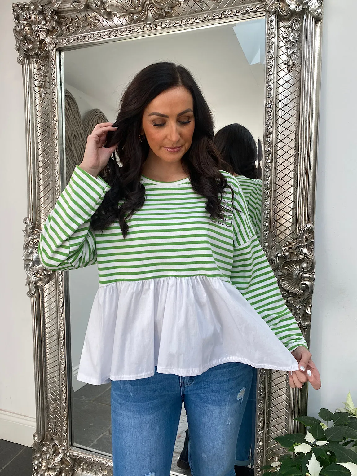 Stripe Peplum Top Pamela