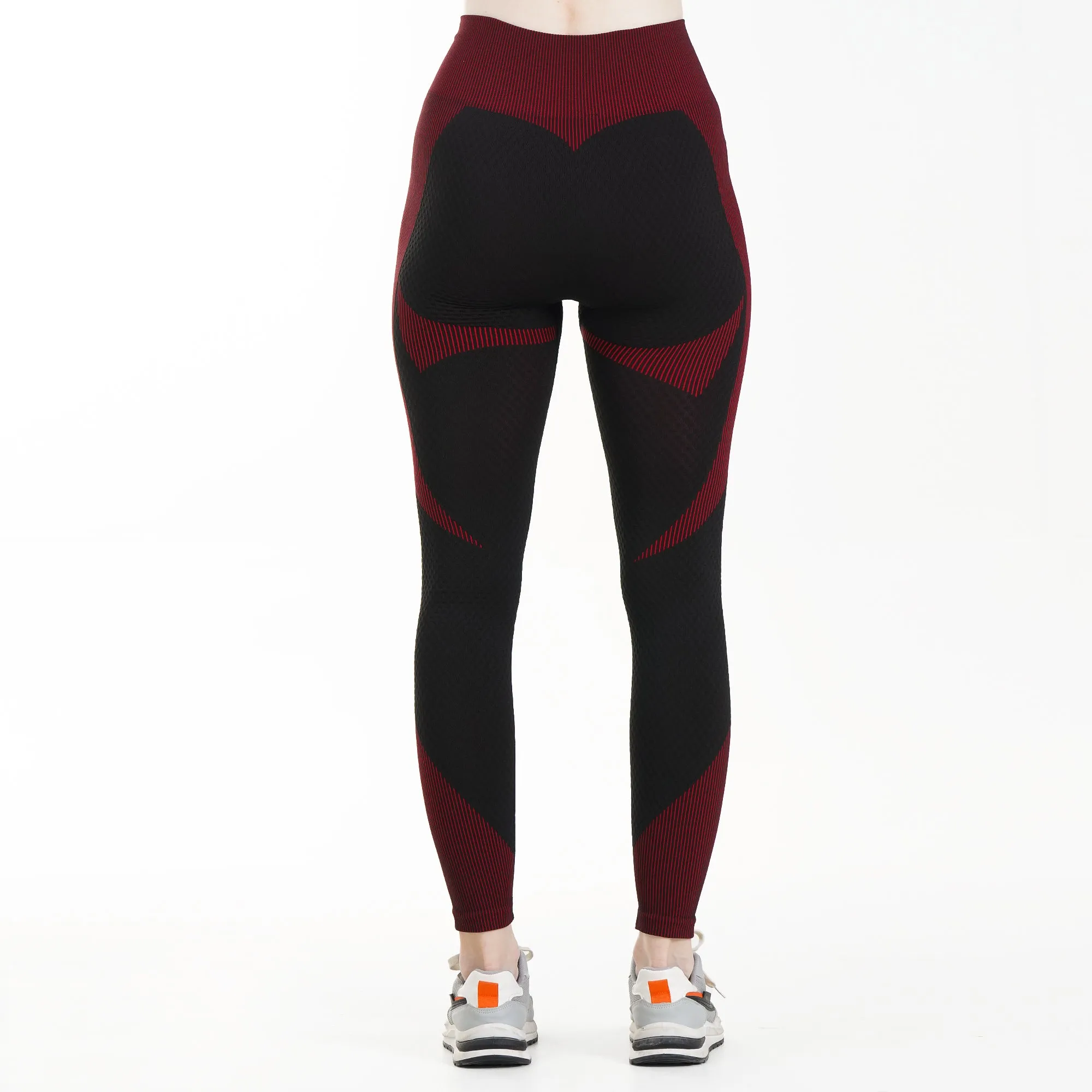 Striped Seamless Leggings (Black & Red)