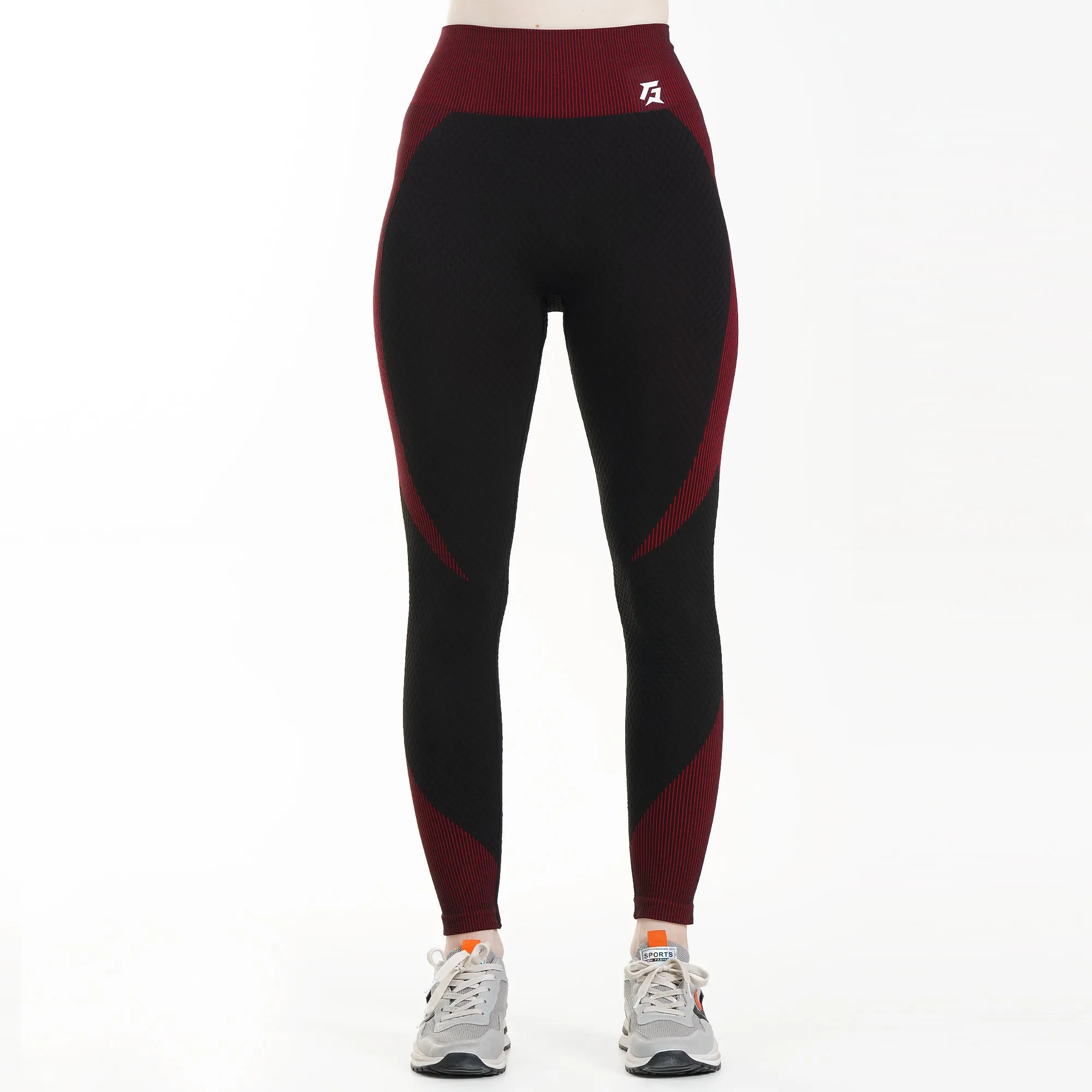 Striped Seamless Leggings (Black & Red)