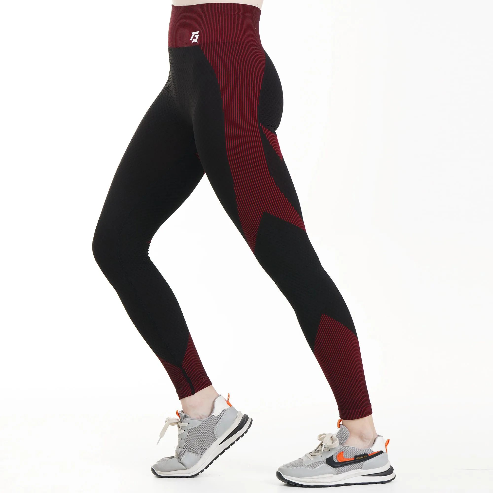 Striped Seamless Leggings (Black & Red)