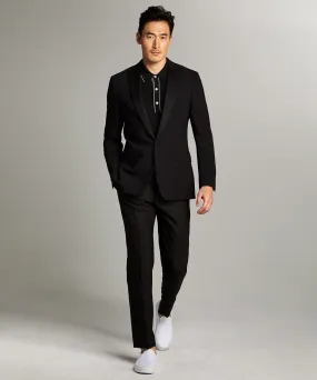 Sutton Peak Lapel Tuxedo Jacket in Black Italian Wool