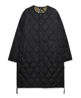 Taion Long Military Crew Neck Quilted Coat - Black