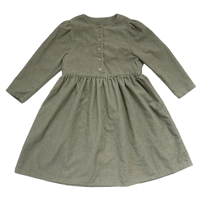 Tambere Child Long Sleeved Corduroy Dress Khaki Grey