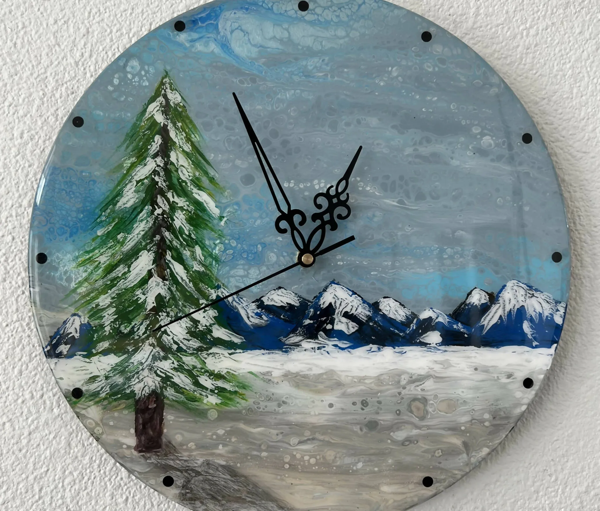 Tami’s Infinite Designs - Up-Cycled Record Wall Clock Pine in Snow