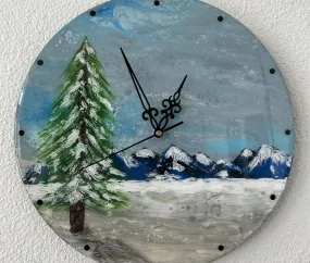 Tami’s Infinite Designs - Up-Cycled Record Wall Clock Pine in Snow