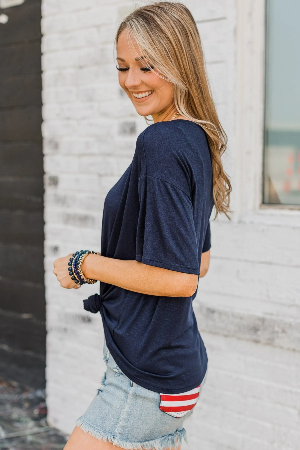 Tearing Down Boundaries Knit Top- Navy