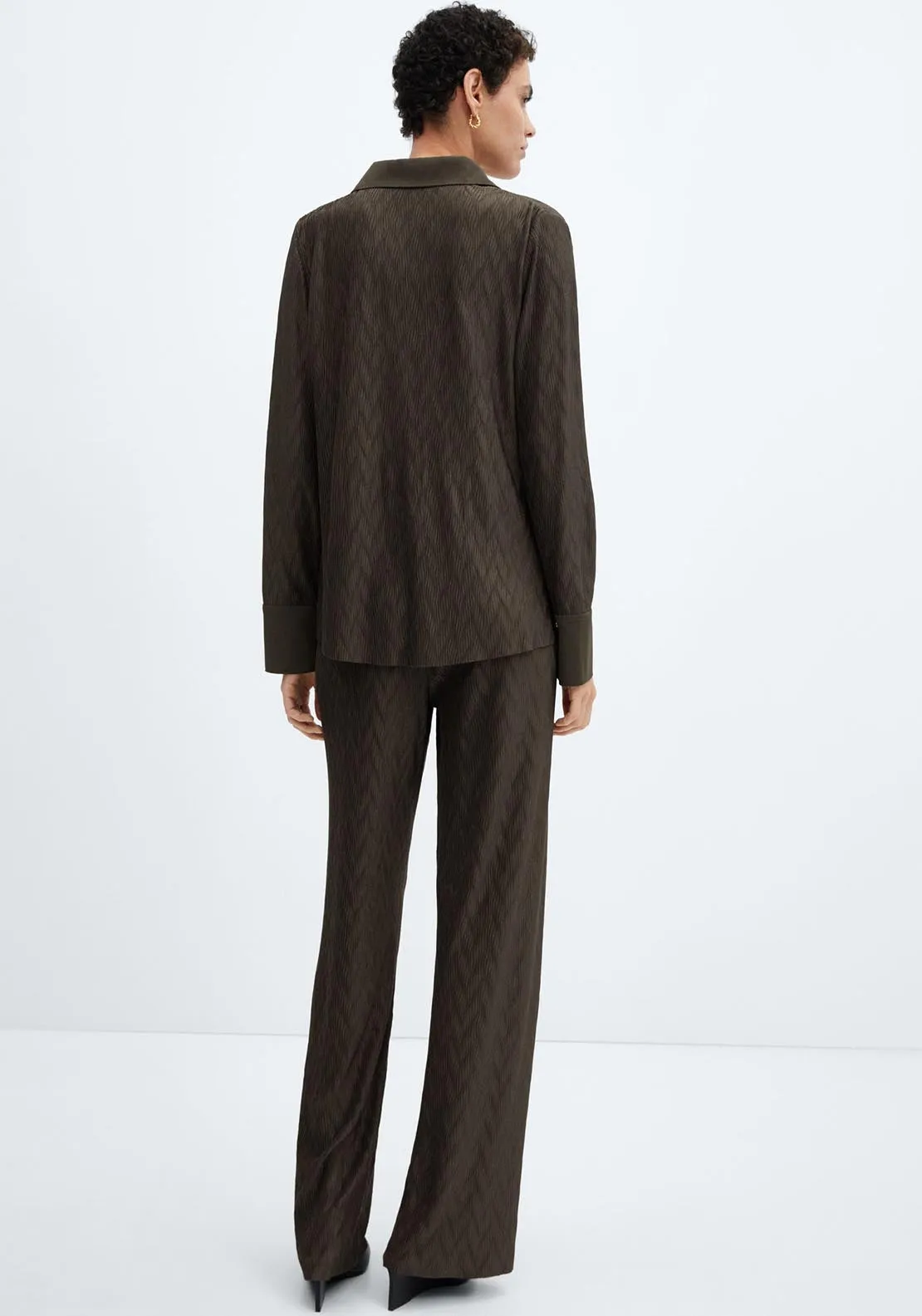 Textured wide leg trousers