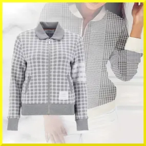 THOM BROWNE  |Other Plaid Patterns Unisex Street Style Long Sleeves Cotton