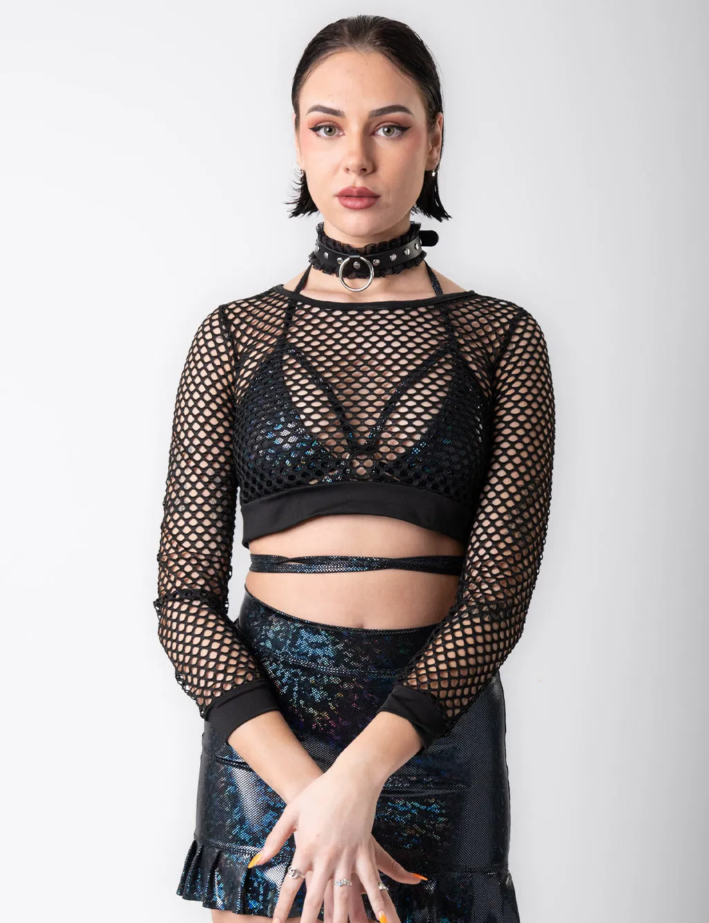 TIE ME FISHNET TOP