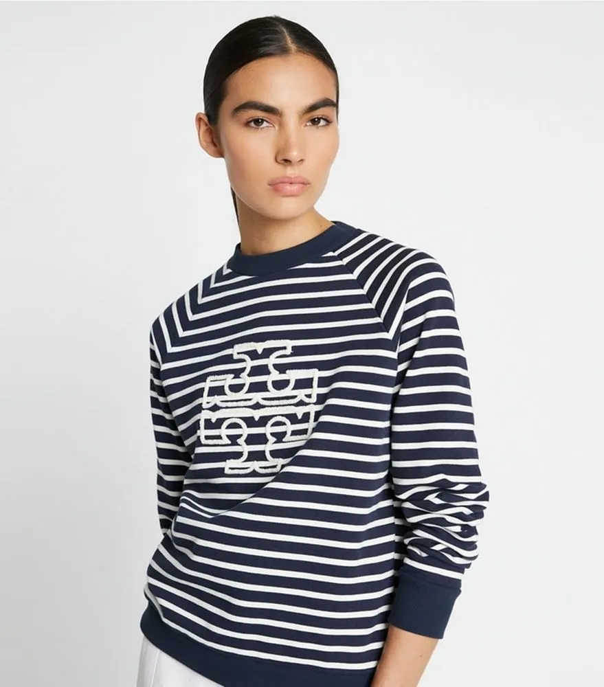 Tory Burch  |Crew Neck Stripes Unisex Street Style Long Sleeves Plain