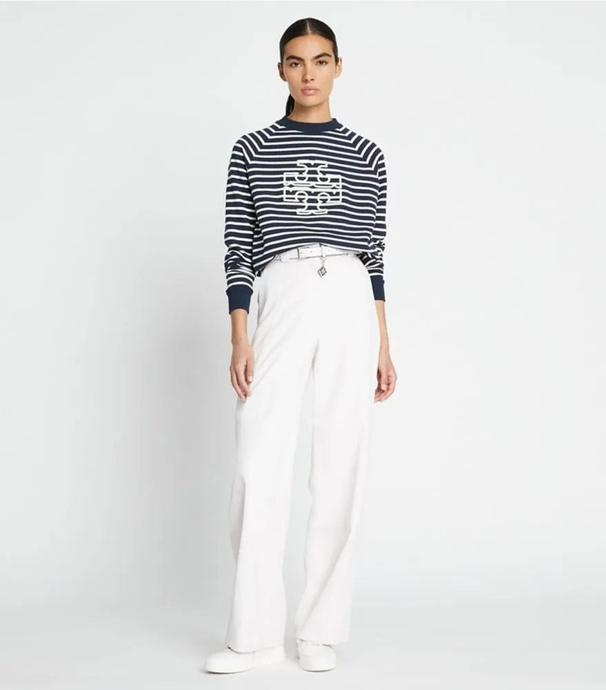 Tory Burch  |Crew Neck Stripes Unisex Street Style Long Sleeves Plain