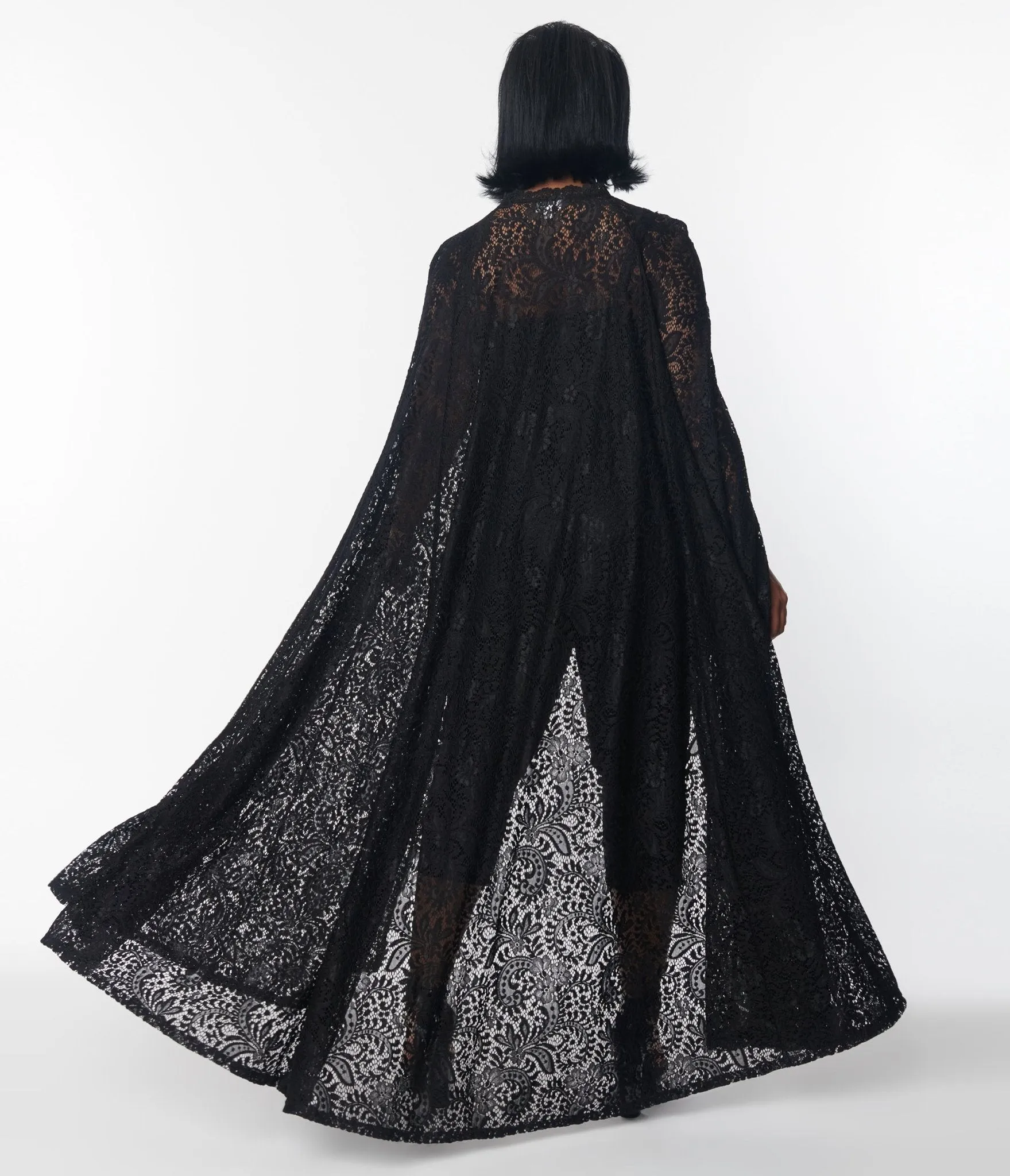 Unique Vintage Black Paisley Lace Cape