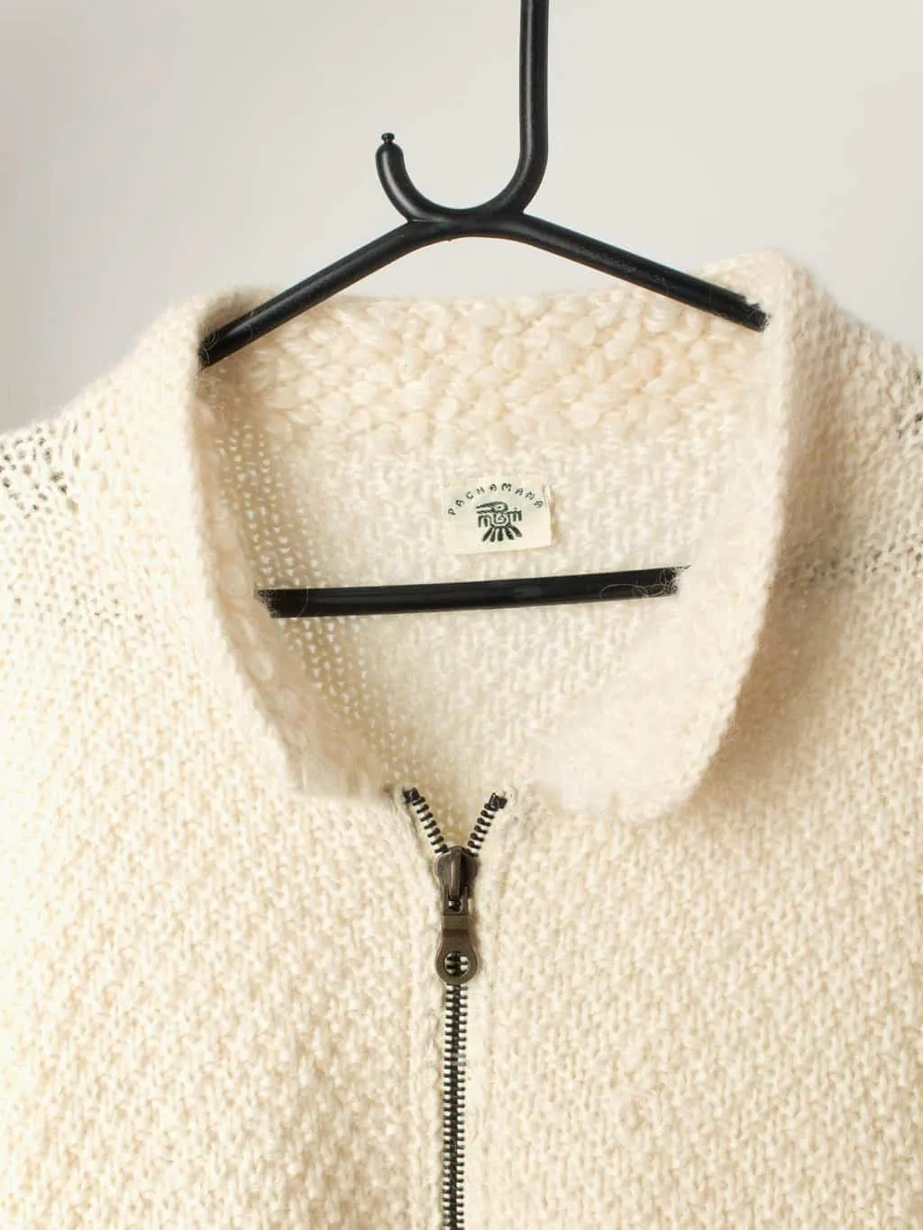 Vintage Pachamama zipped cardigan in off-white – Medium