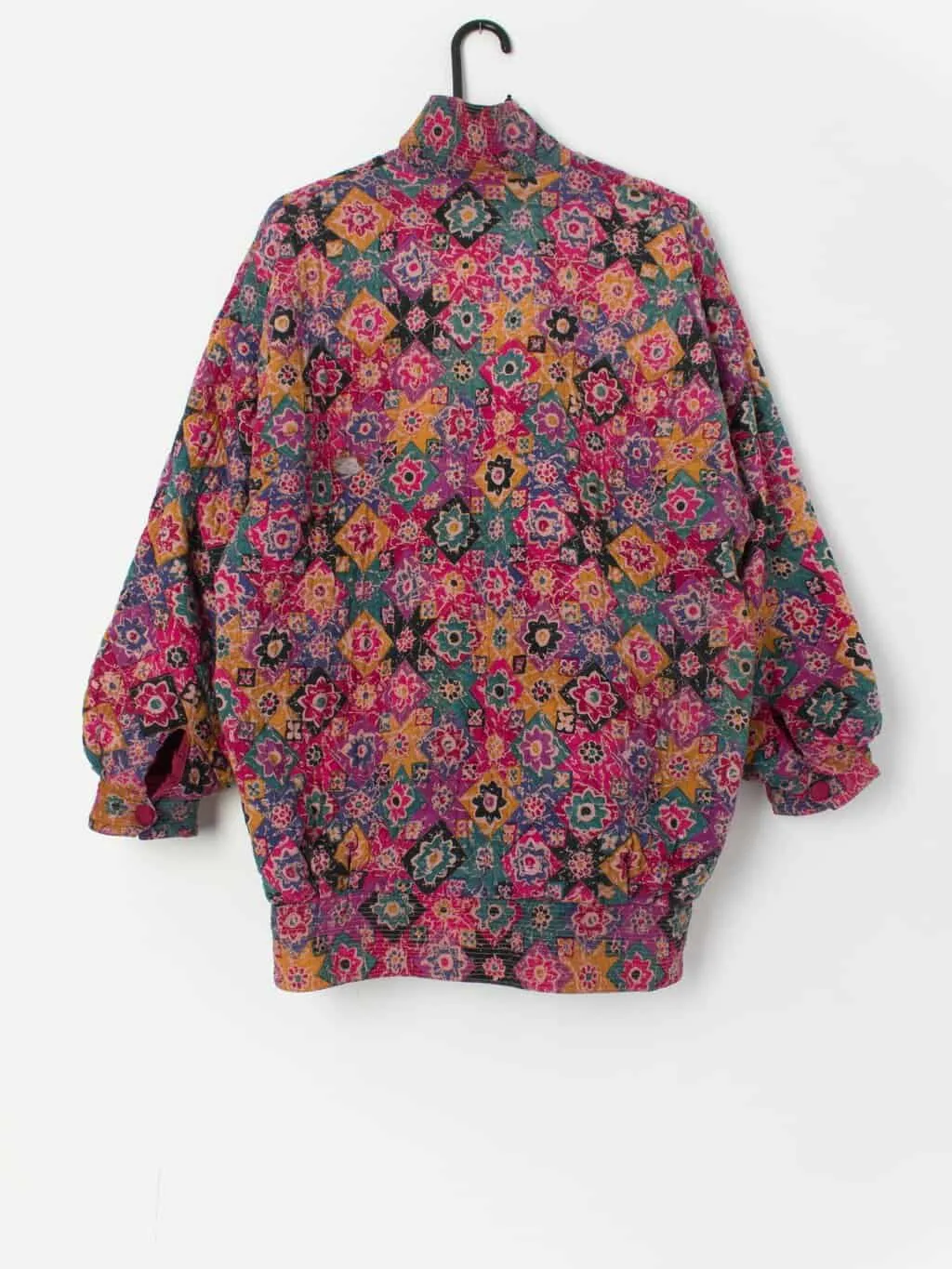 Vintage Phool quilted jacket with bright floral block print – Large