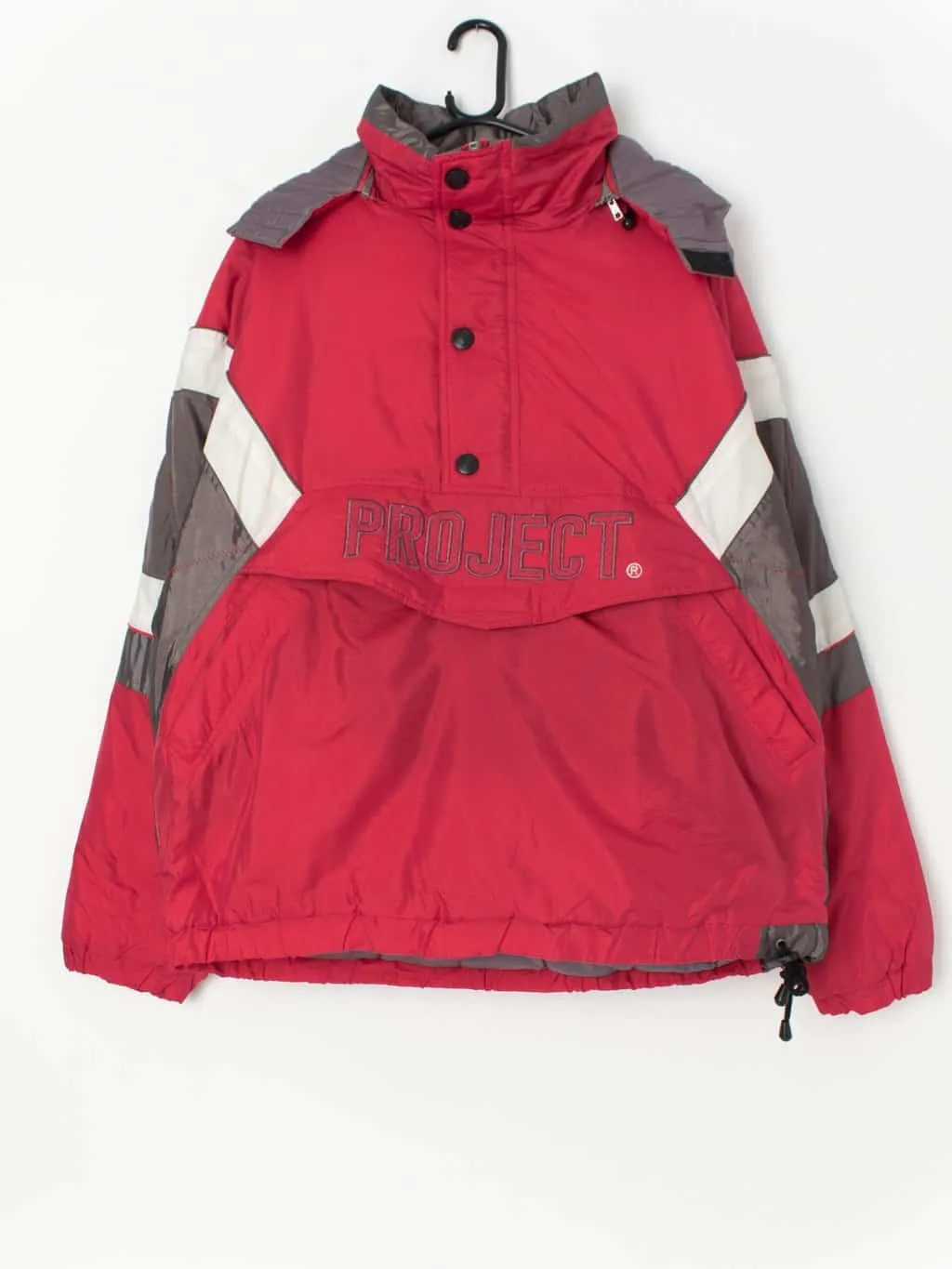 Vintage Project puffer jacket with quarter zip in red – XL / 2XL