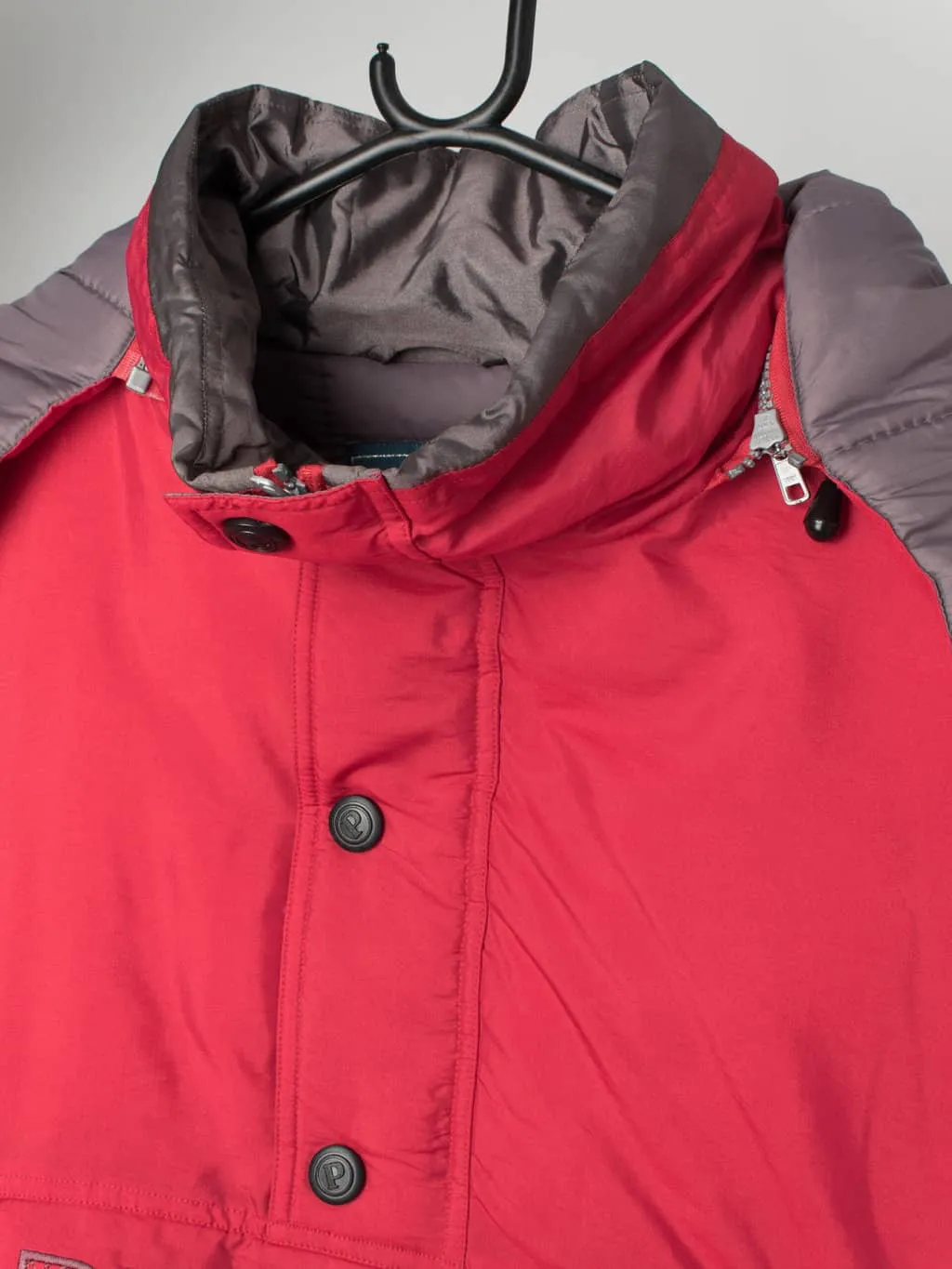 Vintage Project puffer jacket with quarter zip in red – XL / 2XL