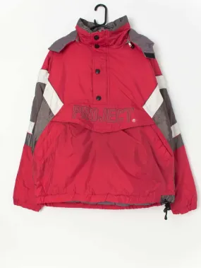 Vintage Project puffer jacket with quarter zip in red – XL / 2XL