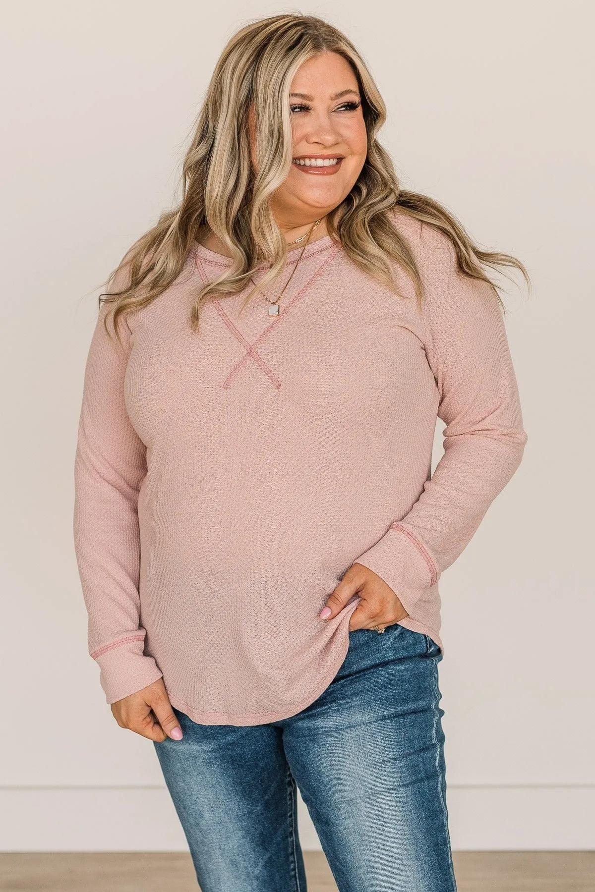 Warmest Love Knit Long Sleeve Top- Blush