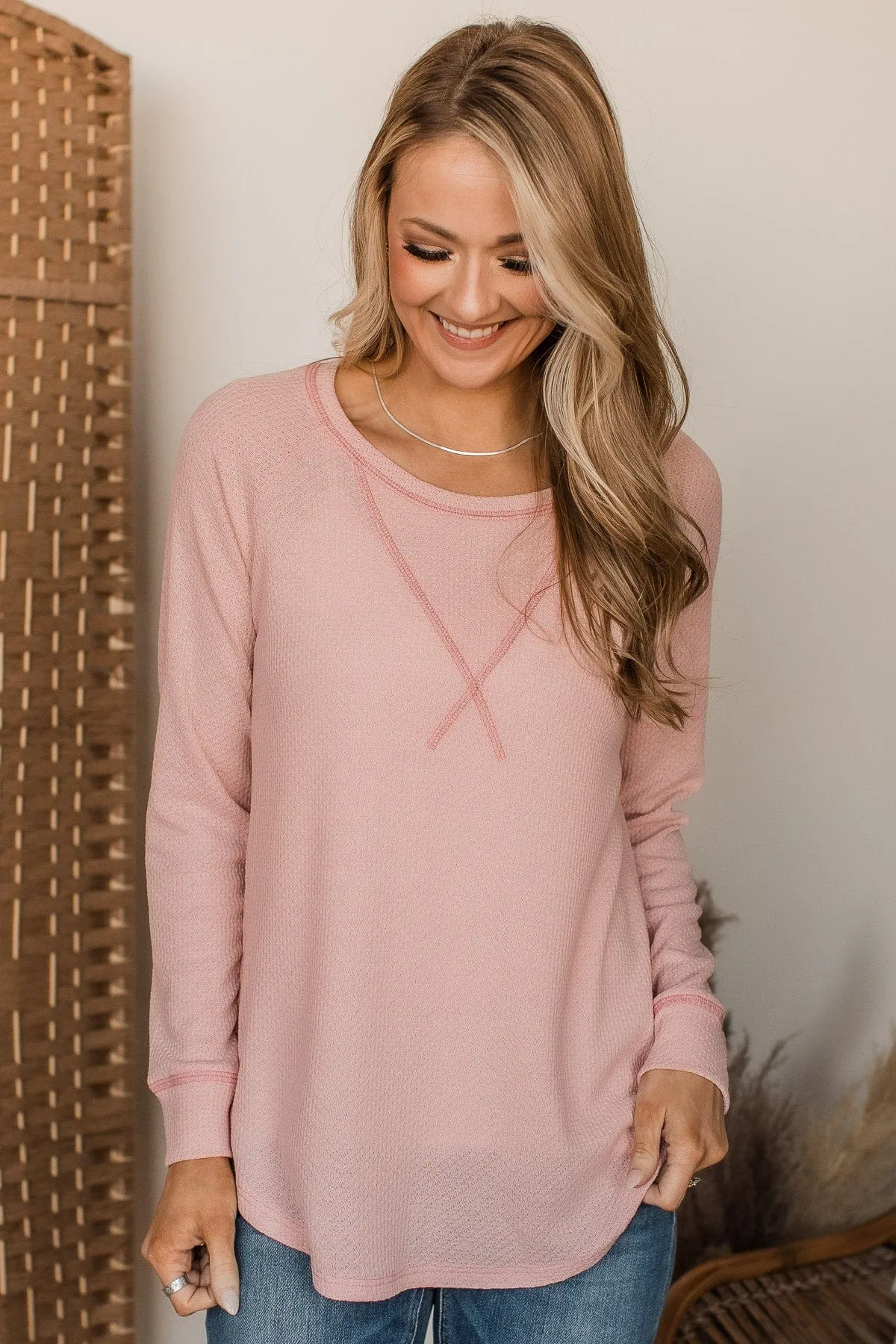 Warmest Love Knit Long Sleeve Top- Blush