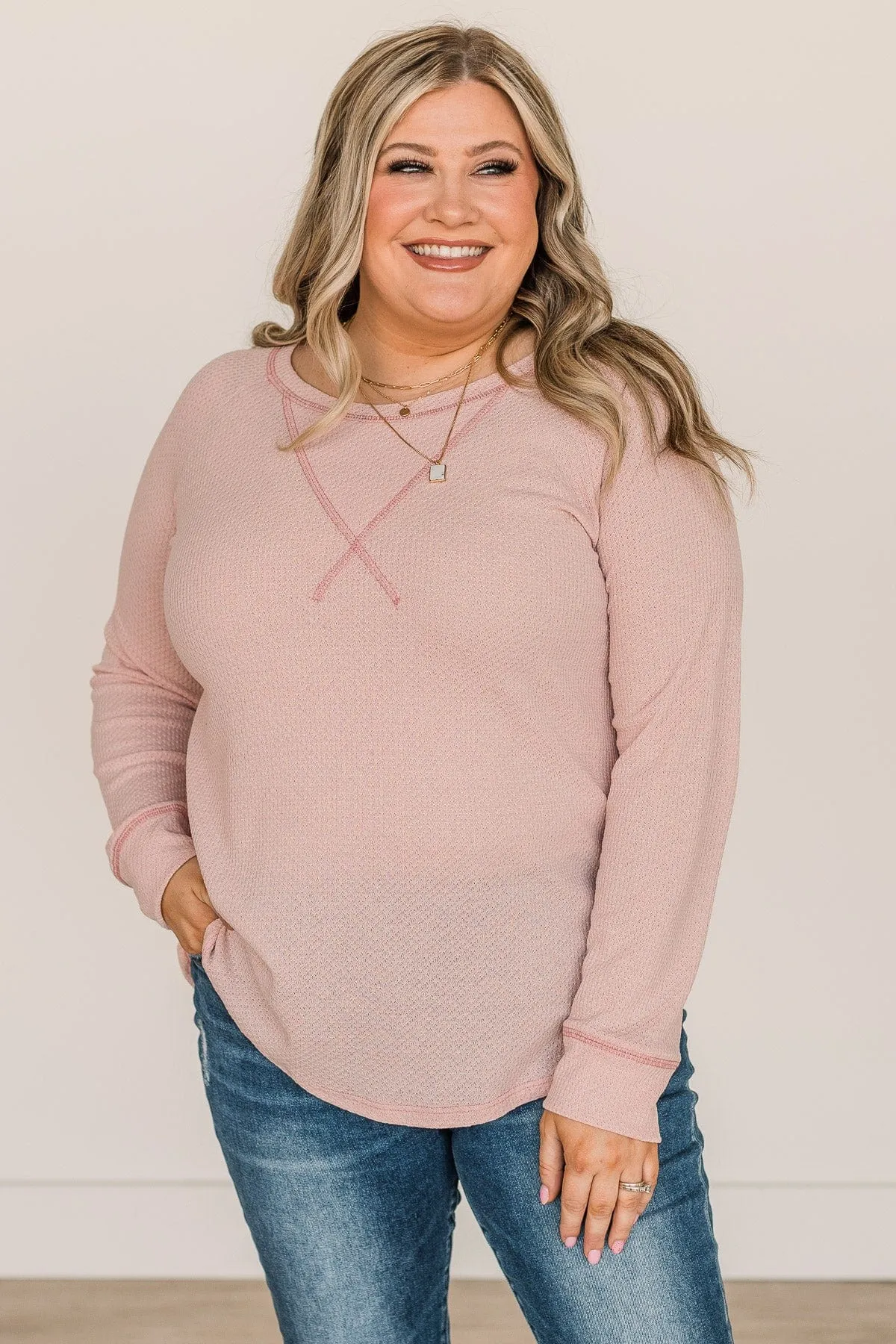 Warmest Love Knit Long Sleeve Top- Blush