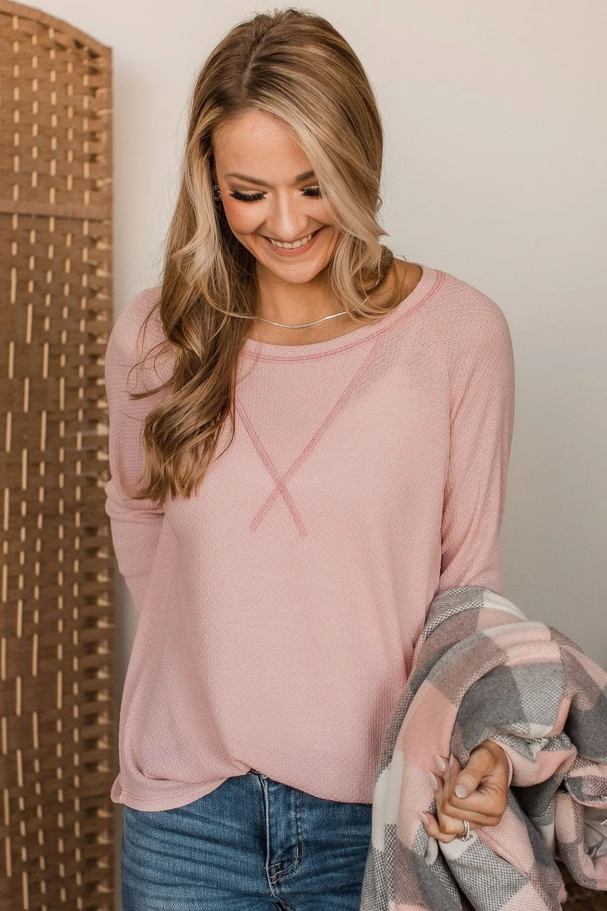 Warmest Love Knit Long Sleeve Top- Blush