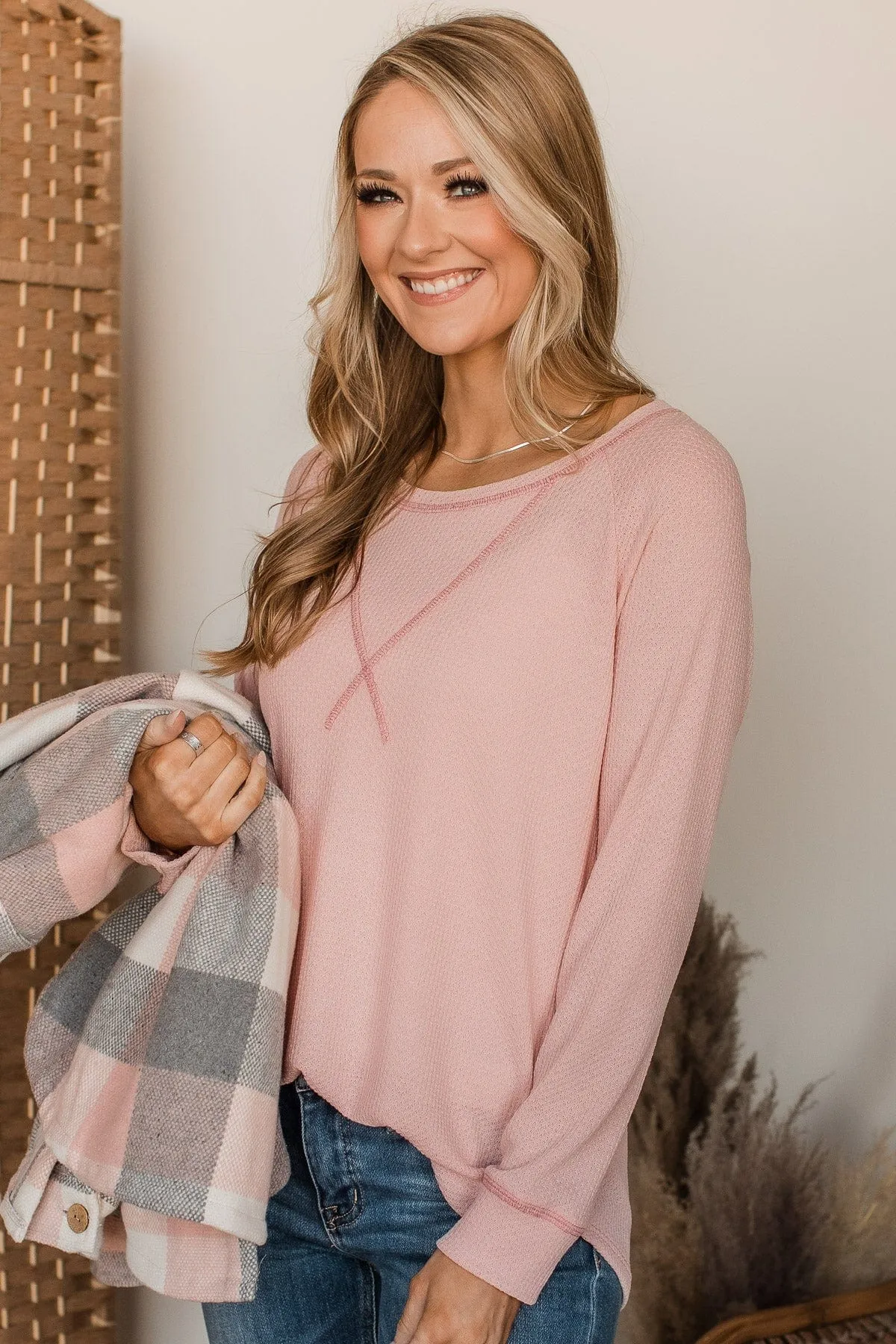 Warmest Love Knit Long Sleeve Top- Blush